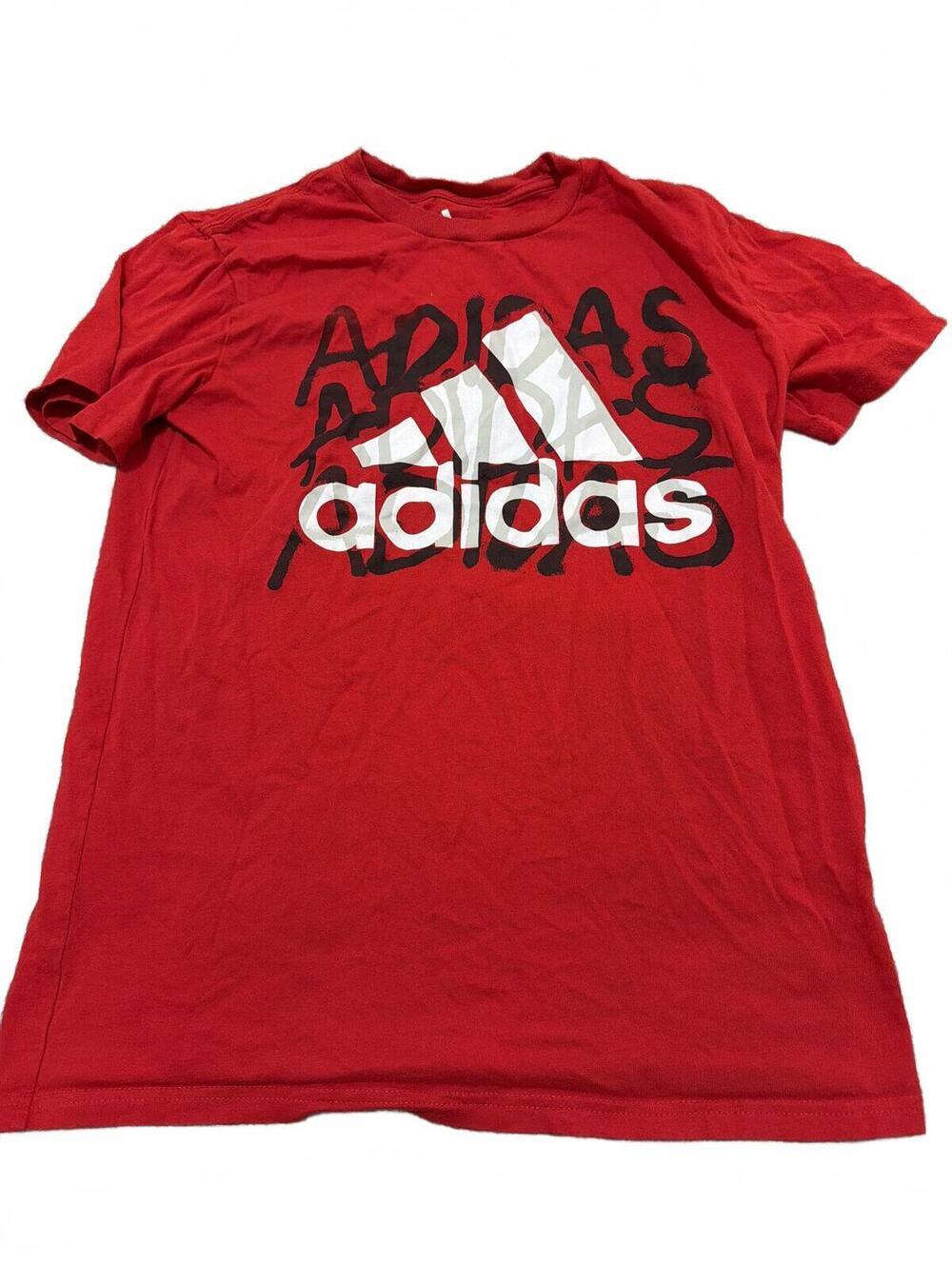 Adidas Boys Red Graphic Tee Large Casual Shirt